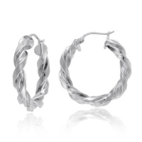 Sterling Silver Twist Hoop Earrings (1.0 Diameter)