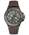 Help your casual looks stand out from the crowd with this stylish leather watch from GUESS.