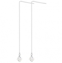 SCER024 Sterling Silver Clear Crystal Threader Ear Wire Earrings Made with Swarovski Elements