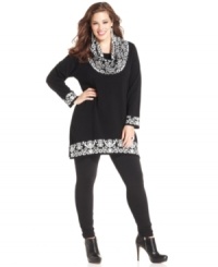 Stay chic in cold weather with Style&co.'s plus size tunic sweater, featuring a removable cowl.