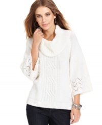 The best of fall: cable-knit sweaters! Try out this one from Style&co. featuring open stitching at the cuffs.