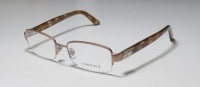 DESIGNER VERSACE 1185-B 51-17-135 BEIGE/TORTOISE COLOR HALF-RIMLESS RX-ABLE PRESCRIPTION CARE READY EYEGLASSES/EYE GLASSES/FRAMES WITH CRYSTALS/RHINESTONES/STRASS - womens/men/unisex