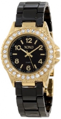 XOXO Women's XO2007 Swarovski Crystal Accented Gold-Tone Black Ceramic Bracelet Watch