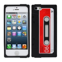 Fosmon JEL Series Silicone Cassette Case for Apple iPhone 5 - Black / Red