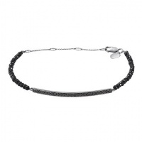 Meira T Solid 14K White Gold Pave Set Black Diamonds and Black Spinelle Beads Chain Bracelet