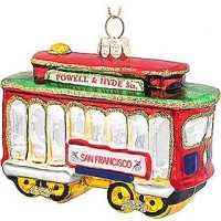 Kurt Adler 4.5 San Francisco Trolley Cable Car Glass Ornament