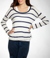 Splendid Women's Harbor Stripe Boat Neck Long Sleeve Top, White, Medium