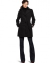 Calvin Klein Women's Zip Out Double Breasted Trench, Black, Large