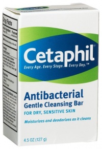 Cetaphil Antibacterial Gentle Cleansing Bar, 4.5-Ounce Bar (Pack of 6)