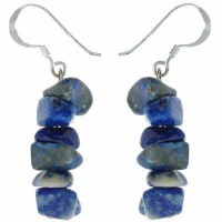 Sterling Silver Genuine Denim Lapis Chip Earrings