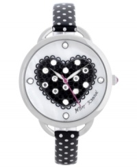 Betsey Johnson lets you wear your heart on your wrist with this polka dot watch.