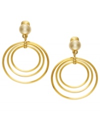 Polish your look with playful shapes. Lauren by Ralph Lauren earrings feature three graduated circles set in gold tone mixed metal. Earrings feature a clip-on backing for non-pierced ears. Approximate drop: 1-1/4 inches.