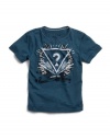 GUESS Kids Boys Big Boy Becklin Slit-Neck Tee, BLUE (12/14)