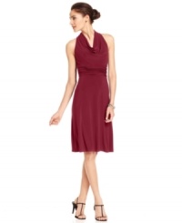 Destined to become your go-to special occasion dress, this Evan Picone frock features a flattering cowl neckline, pleated waist and classic silhouette. A flawless look for almost any event.