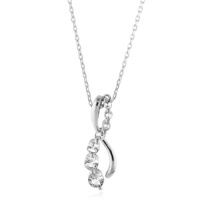 Sterling Silver Created White Sapphire Infinity Pendant W/18 Box Chain