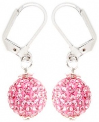 Royal Diamond Crystal CZ Pave Disco Ball Iced Out Earrings (Pink)