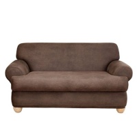 Sure Fit Stretch Leather 2-Piece T Sofa Slipcover, Brown