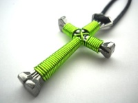 Lime Green Horseshoe Nail Cross Necklace