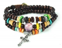 4030060 Christian Religious Scripture Inspirational Cross Leather Bracelet