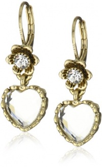 Betsey Johnson Iconic Autumn Crystal Heart Drop Earrings