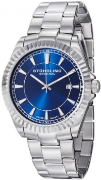 Stuhrling Original Men's 408G.33116 Aquadiver Regatta Marine Swiss Quartz Date Blue Dial Stainless Steel Bracelet Watch