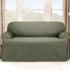 Sure Fit Logan 1-Piece T-Cushion Ties Loveseat Slipcover, Dark Green