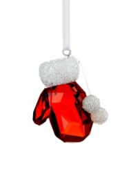 Inspired by Santa Claus' iconic style, this adorable mitten ornament shines in the vibrant red tones of Light Siam crystal. Delicate details in white Crystal Fabric add extra sparkle to this charming design. For maximum impact, combine it with Santa's Hat and Santa's Stocking.