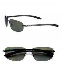 Rimless style with an engraved logo accent on the temples and left lens. Available in polarized black frames with crystal green lenses.Metal/carbon fiber100% UV ProtectionMade in Italy