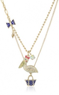 Betsey Johnson Ivy League Pelican and Purse 2-Row Necklace