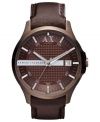 A casual timepiece crafted from rich leather and sturdy steel, by AX Armani Exchange.