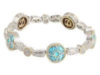 Delatori 18kt Yellow Gold Plated Bracelet with Turquoise Stations