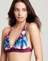 A free-spirited tie dye bikini from Lucky Brand feels beach party-ready with leather sandals and your favorite coverup.