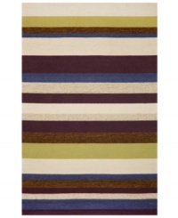 The Stripe purple area rug is both modern in design and soft in its statement, lending a refreshing update. Neutral and cool tones make this pattern accessible to any room décor and its hand-tufted detailing makes it durable enough to withstand heavy traffic, indoors or out.