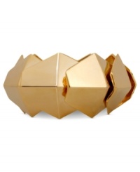 Geometric glam, by Haskell. This golden bangle bracelet is the perfect stackable style for the season. Crafted in gold tone mixed metal. Approximate length: 8 inches. Approximate width: 1/2 inch.