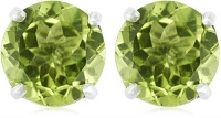 Sterling Silver 8mm Round Peridot Earrings