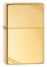 Zippo Vintage with Slashes High Polish Brass Pocket Lighter