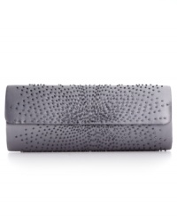 Take elegant style out for the evening with this eye-catching clutch from La Regale. A sunburst beaded design adorns the satin backdrop, while a slender shoulder strap can be discretely hidden within.