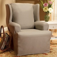 Sure Fit 139726246_SAGE Duck Solid Wing Chair Slipcover, Sage