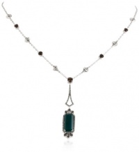 Badgley Mischka Fine Jewelry Champagne Diamonds Green Agate and Smokey Quartz Necklace