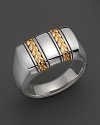 J Goodman Sterling Silver and 18K Yellow Gold Ring