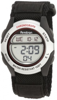 Armitron Men's 408095SIL Chronograph Black Strap Digital Sport Watch