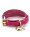 Crafted of leather and finished with a tony buckle, this Lauren Ralph Lauren wrap bracelet is a wear-with-all piece that adds a simply styled shot of color.