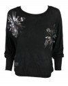 INC International Concepts Womens Dolman Sequin Flower Sweater