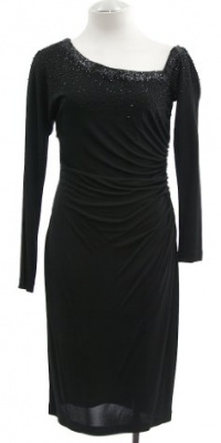 David Meister Black Jersey Embellished Off Shoulder Dress 2