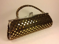 Handbag by WiseGloves Tube Metallic Gold Dot Handbag Purse Evening Dress Clutch Bag