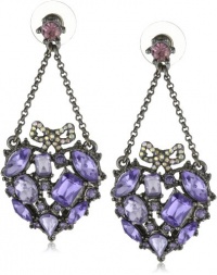 Betsey Johnson Iconic Celestial Crystal Gem Heart Chandelier Earrings