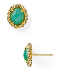 There's an heirloom-inspired quality to this pair of earrings from Alexis Bittar. Crafted of gold tone plate and inset with chalcedony stones, this pair is vintage at it's best.