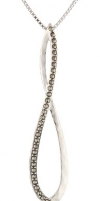 Judith Jack Fluidity Sterling Silver and Marcasite Hammered Linear Pendant Necklace, 18