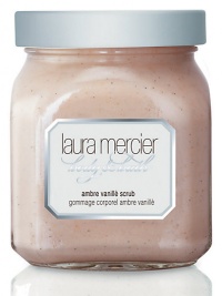 A modern fragrance of comfortable sensuality. Achieve a radiant and youthful glow by massaging your skin with Laura Mercier's Ambre Vanille Body Scrub. This delicious and pampering body polish, made from crushed Vanilla Seeds and Hydrogenated Jojoba Oil, gently exfoliates skin, while Shea Butter andHoney naturally condition and protect. Sweet Almond and Hydrolyzed Rice Proteins, along with Pro-Vitamin B-5 provide moisture balance and protection.