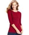 Look festive and keep cozy in this petite studded sweater from Design History!